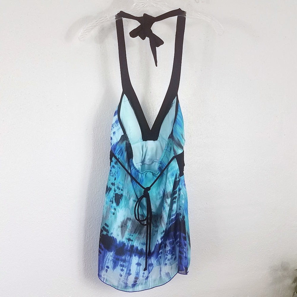 B Wear Women's Turquoise Tie Neck Tie Back Tank Top - Picture 3 of 8